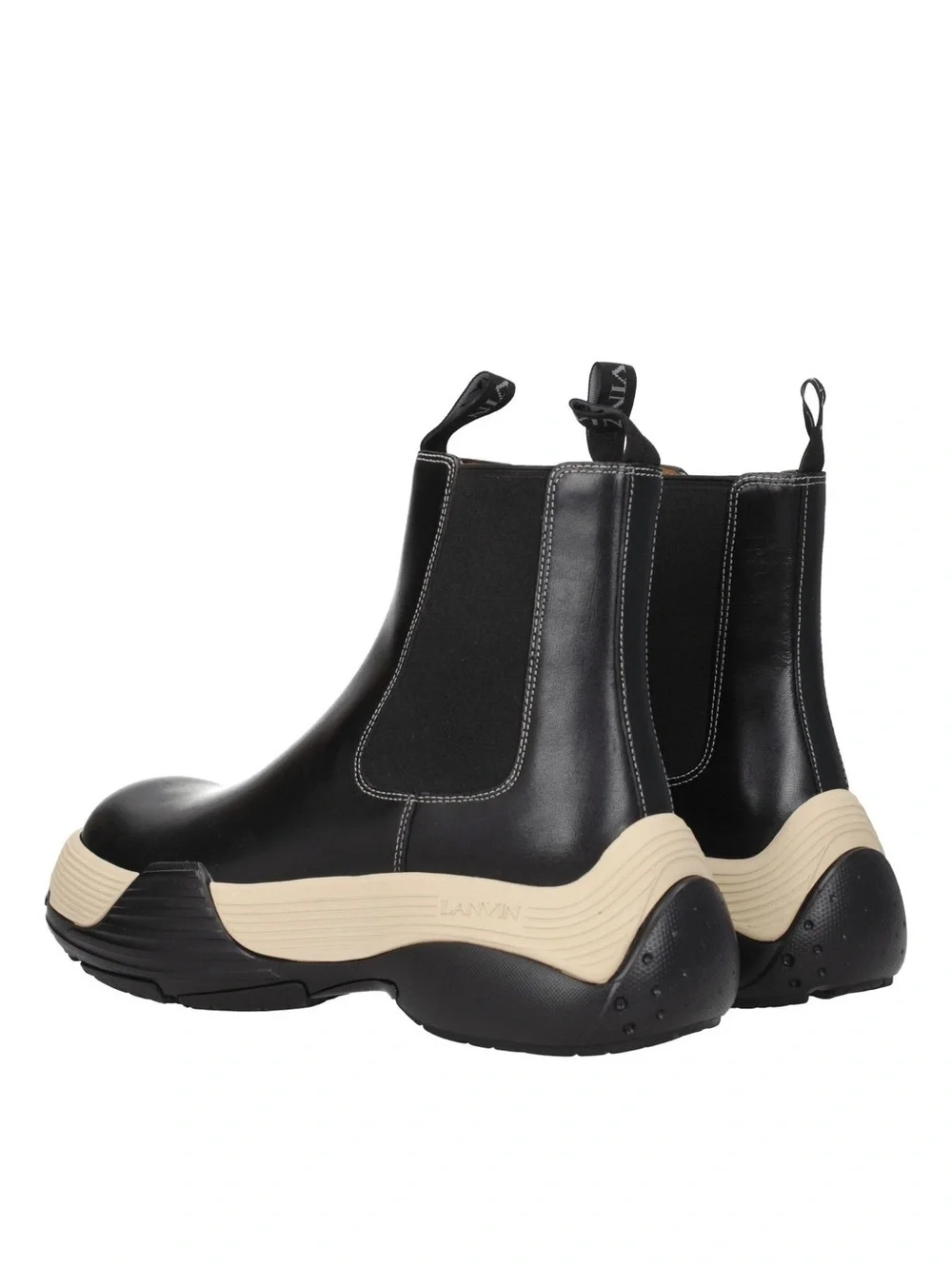 LANVIN Flash-X Bold Pull On Chelsea Boots, Black Size 44 New in Box + DustBag